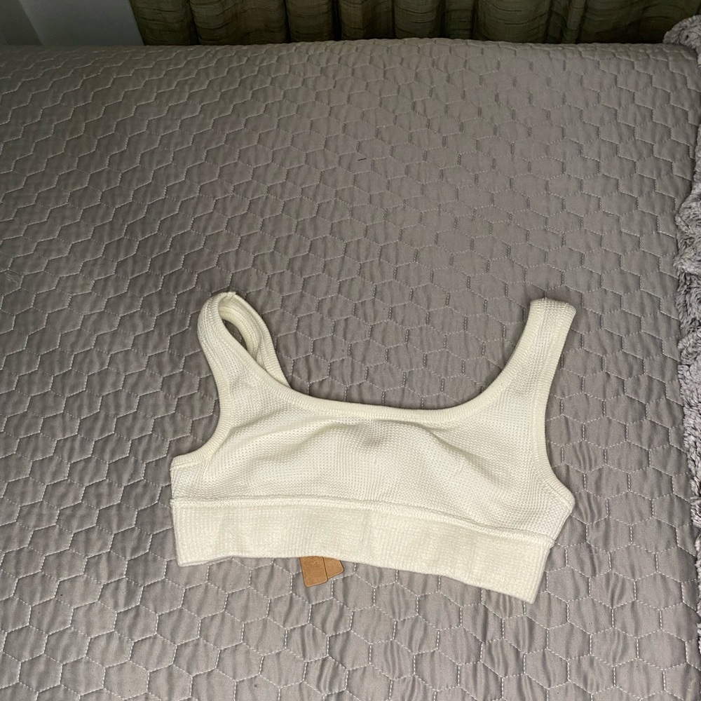 New Skims Waffle Knit Scoop Bra BONE